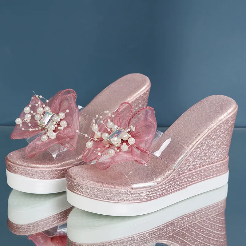 New 2022 Wedge Women's Shoes Slippers Casual Platform Glitter Slippers Slippers Women's High Heels Bows Women's Shoes
New 2022 Wedge Women's Shoes Slippers Casual Platform Glitter Slippers Slippers Women's High Heels Bows Women's Shoes