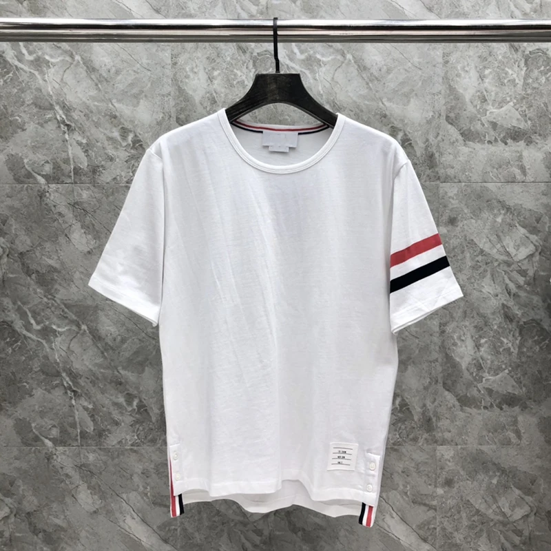 TB TNOM T-shirts Summer White Pure Cotton Red Blue Stripes O-neck Solid Boutique Top Women Korean Style Casual Sport TB T-shirt
TB TNOM T-shirts Summer White Pure Cotton Red Blue Stripes O-neck Solid Boutique Top Women Korean Style Casual Sport TB T-shirt