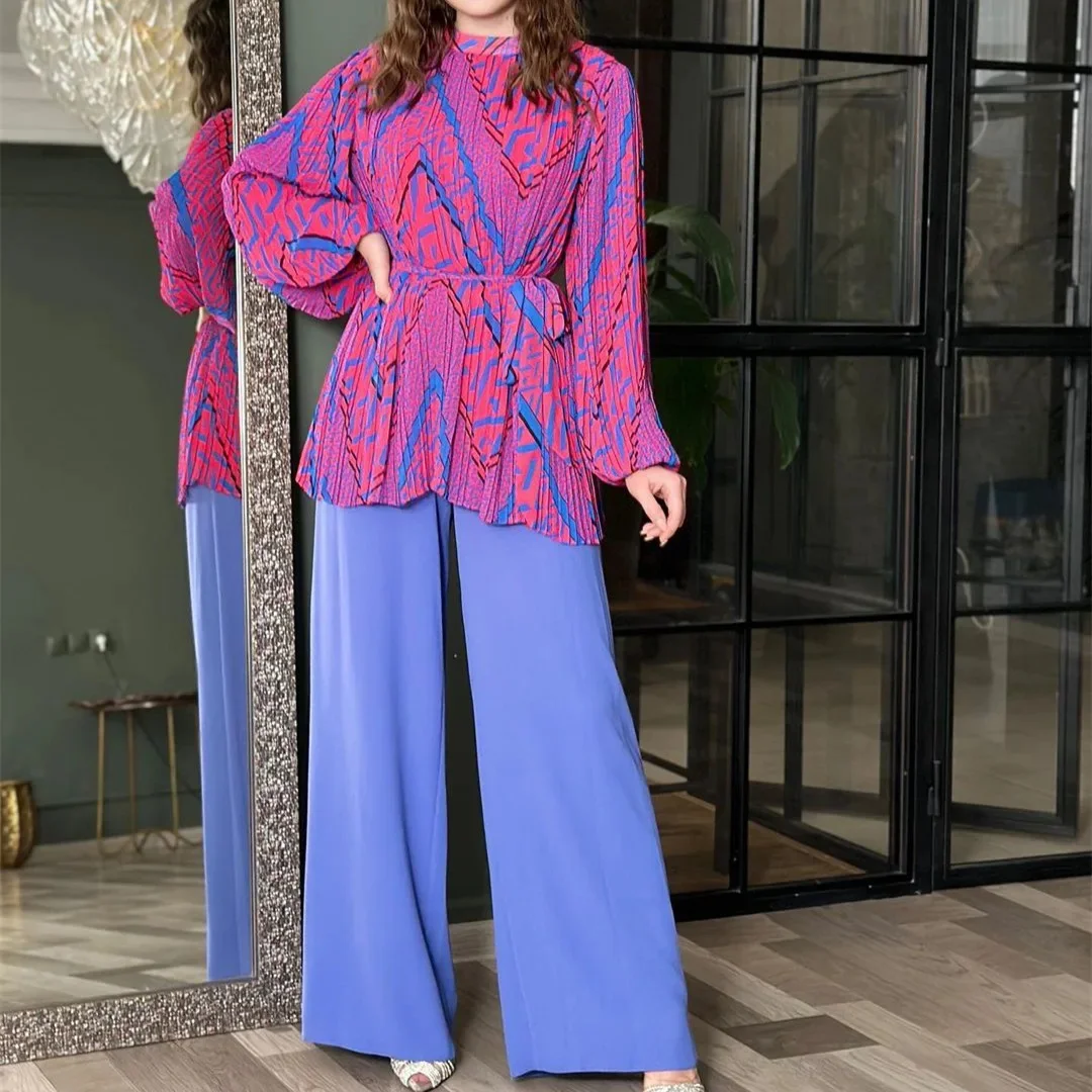 Women Loose Printing Lace Up Shirt Tops Two Piece Set Lady Full Slve Pants Suit Female Fashion Spring Strtwear Matching Sets
Women Loose Printing Lace Up Shirt Tops Two Piece Set Lady Full Slve Pants Suit Female Fashion Spring Strtwear Matching Sets