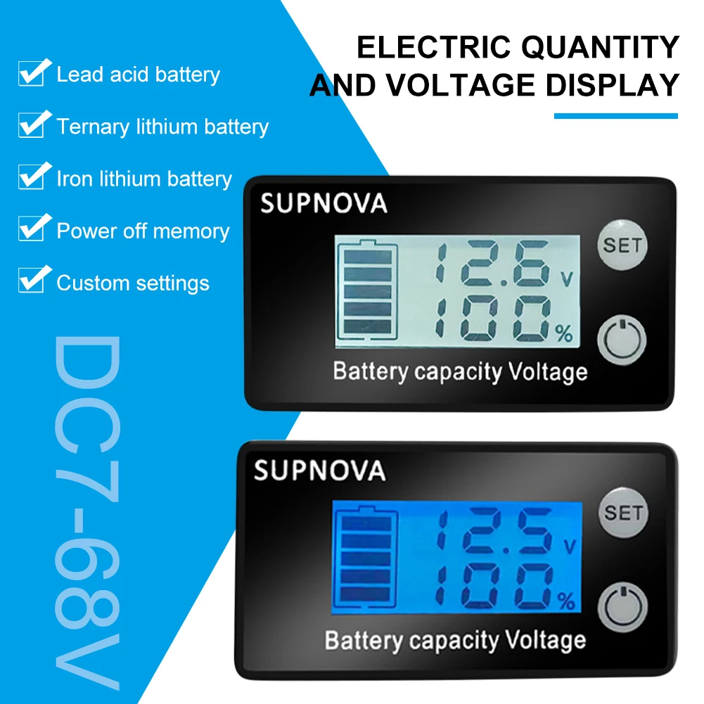 New Battery Capacity Indicator DC 7-68V Lead Acid Lithium Battery Capacity Gauge Meter Voltmeter Voltage Tester For Car Vehicle
New Battery Capacity Indicator DC 7-68V Lead Acid Lithium Battery Capacity Gauge Meter Voltmeter Voltage Tester For Car Vehicle