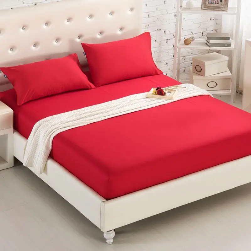

Pure Color Mirco Fiber Fitted Sheet Queen Size Polyester Fabric Bed Sheets Linen Bedding Bedsheet 150x200 постельное бельё евро