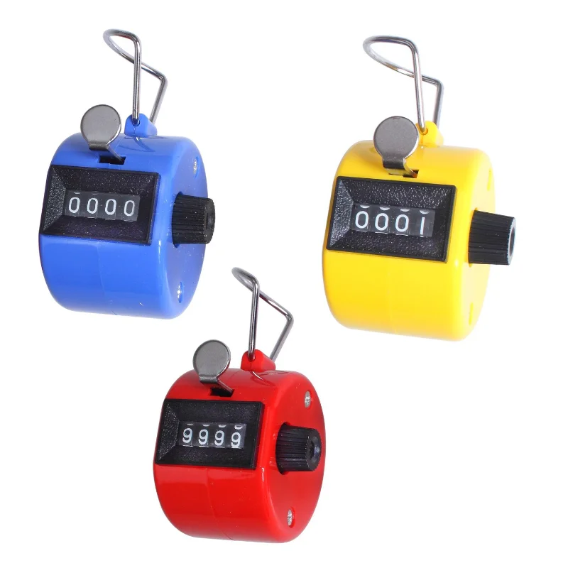 

4 Digit Number Counters Plastic Shell Hand Finger Display Manual Counting Tally Clicker Color Shell Timer Soccer Golf Counter