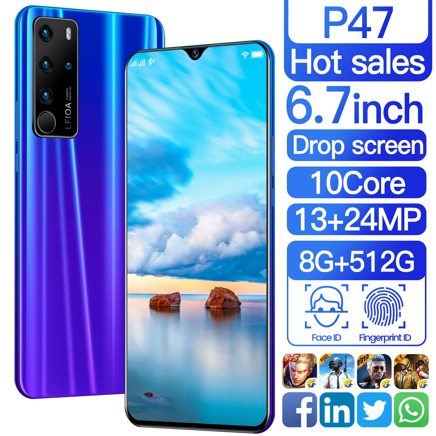 P47 6.5Inch HD+Fullscreen MT6792 CPU 2320x1280 16MP+32MP 4800mAH Android Smart Phone Unlocked Global Version Dual Card Cellphone
P47 6.5Inch HD+Fullscreen MT6792 CPU 2320x1280 16MP+32MP 4800mAH Android Smart Phone Unlocked Global Version Dual Card Cellphone