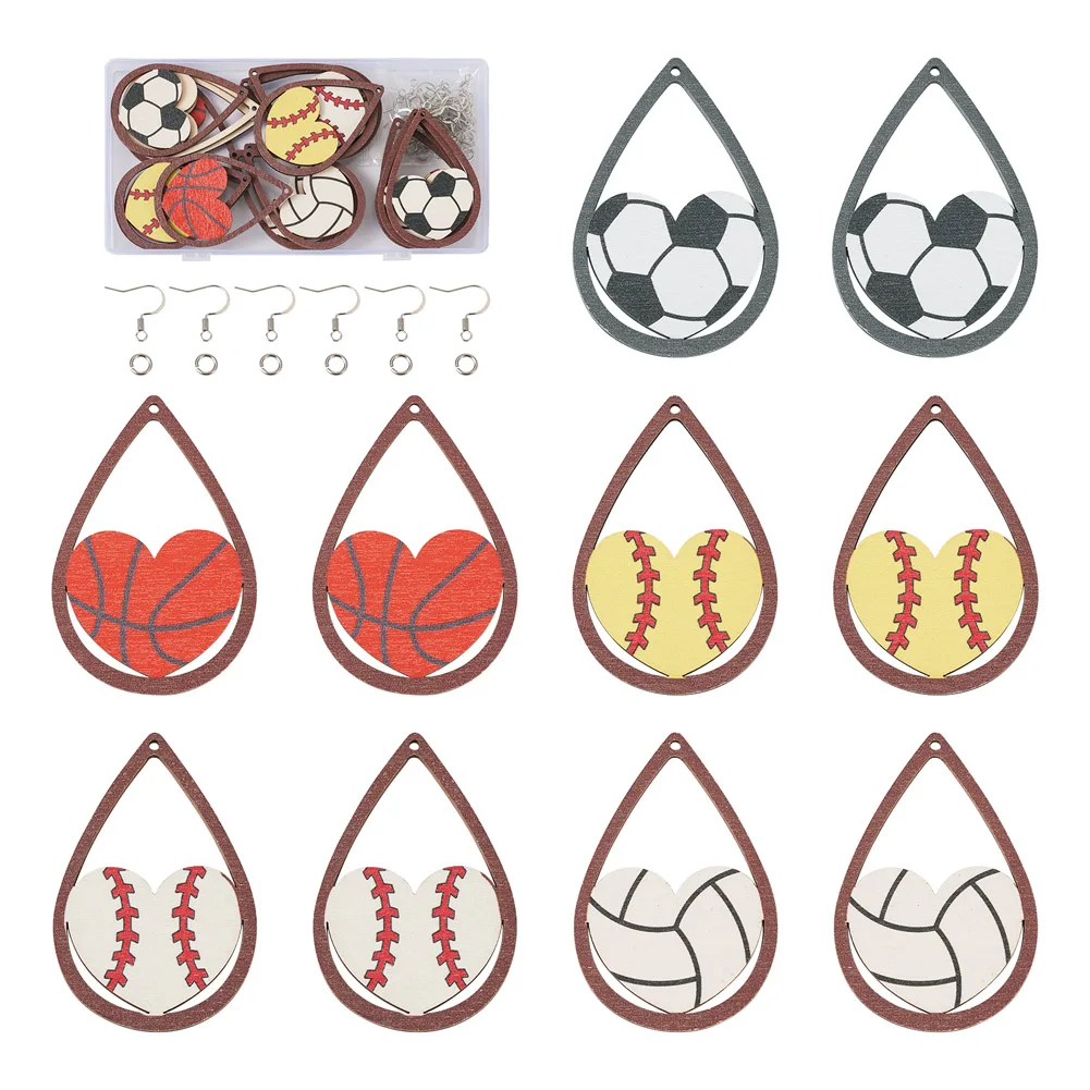 20pcs Sport Theme Teardrop Wood Big Pendants Dangle Earring Making Kit with Brass Earring Hooks Jump Ring for Women Game Jewelry
20pcs Sport Theme Teardrop Wood Big Pendants Dangle Earring Making Kit with Brass Earring Hooks Jump Ring for Women Game Jewelry