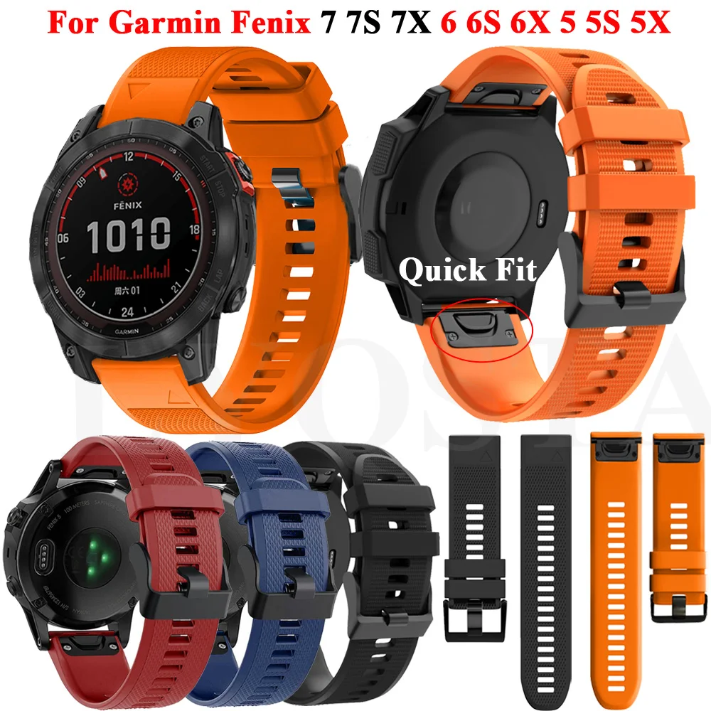 

20 22 26mm Silicone Watchbands Quick Release Straps For Garmin Fenix 6 6X Pro 5X 5Plus 3HR Fenix 7X 7 7S 935 945 Watch Band Belt