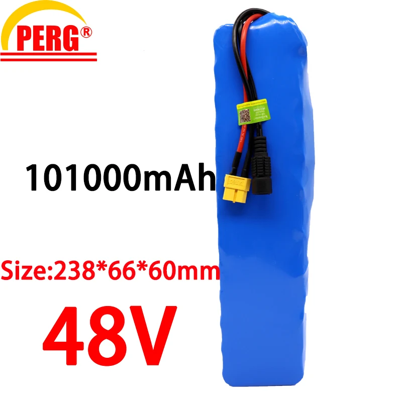 New 48V 101000mAh 1000w 13S3P XT60 48V Lithium ion Battery Pack 100Ah For 54.6v E-bike Electric bicycle Scooter with BMS+charger
New 48V 101000mAh 1000w 13S3P XT60 48V Lithium ion Battery Pack 100Ah For 54.6v E-bike Electric bicycle Scooter with BMS+charger