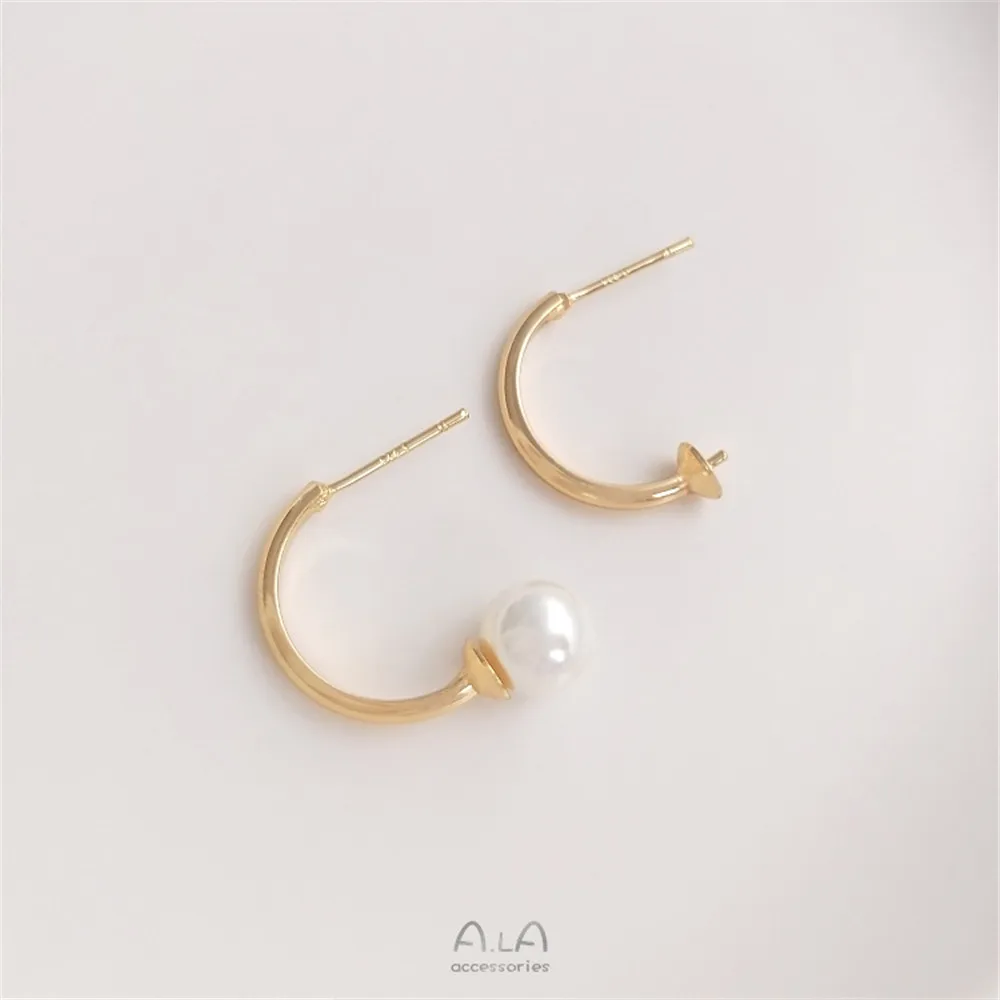 14K Gold Filled Plated C shaped half hole pearl stud S925 silver needle Diy sticky bead earrings jewelry material
14K Gold Filled Plated C shaped half hole pearl stud S925 silver needle Diy sticky bead earrings jewelry material