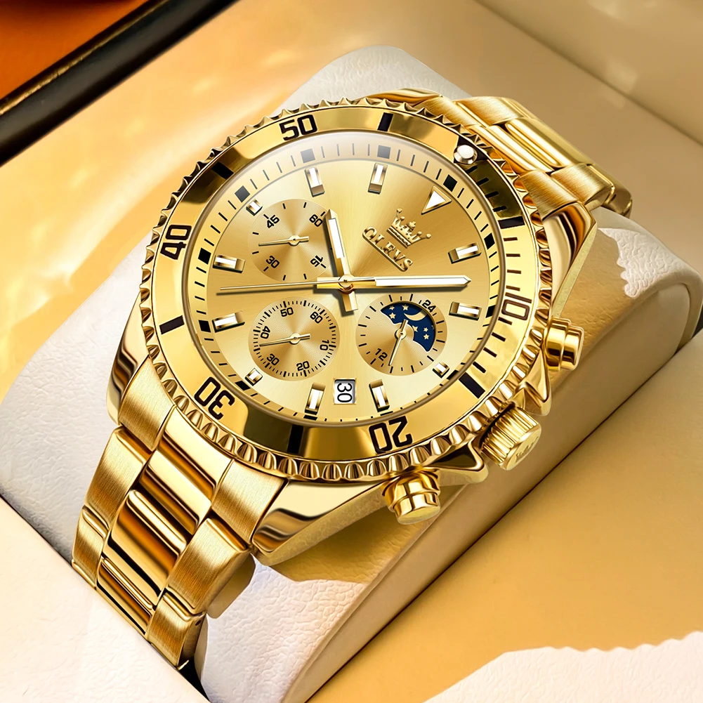 OLEVS 2870 Watches Top Brand Luxury Watch for Men Original Waterproof Stainless Steel Chronograph Moon Phase Date Rota Dial
OLEVS 2870 Watches Top Brand Luxury Watch for Men Original Waterproof Stainless Steel Chronograph Moon Phase Date Rota Dial