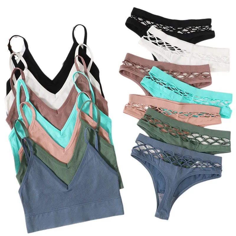 Women Seamless Bra Set Sexy Thong U Back Crop Top Lingerie Set Wirefree Fitness Bra Top Low Rise Thongs Female Underwear Set
Women Seamless Bra Set Sexy Thong U Back Crop Top Lingerie Set Wirefree Fitness Bra Top Low Rise Thongs Female Underwear Set