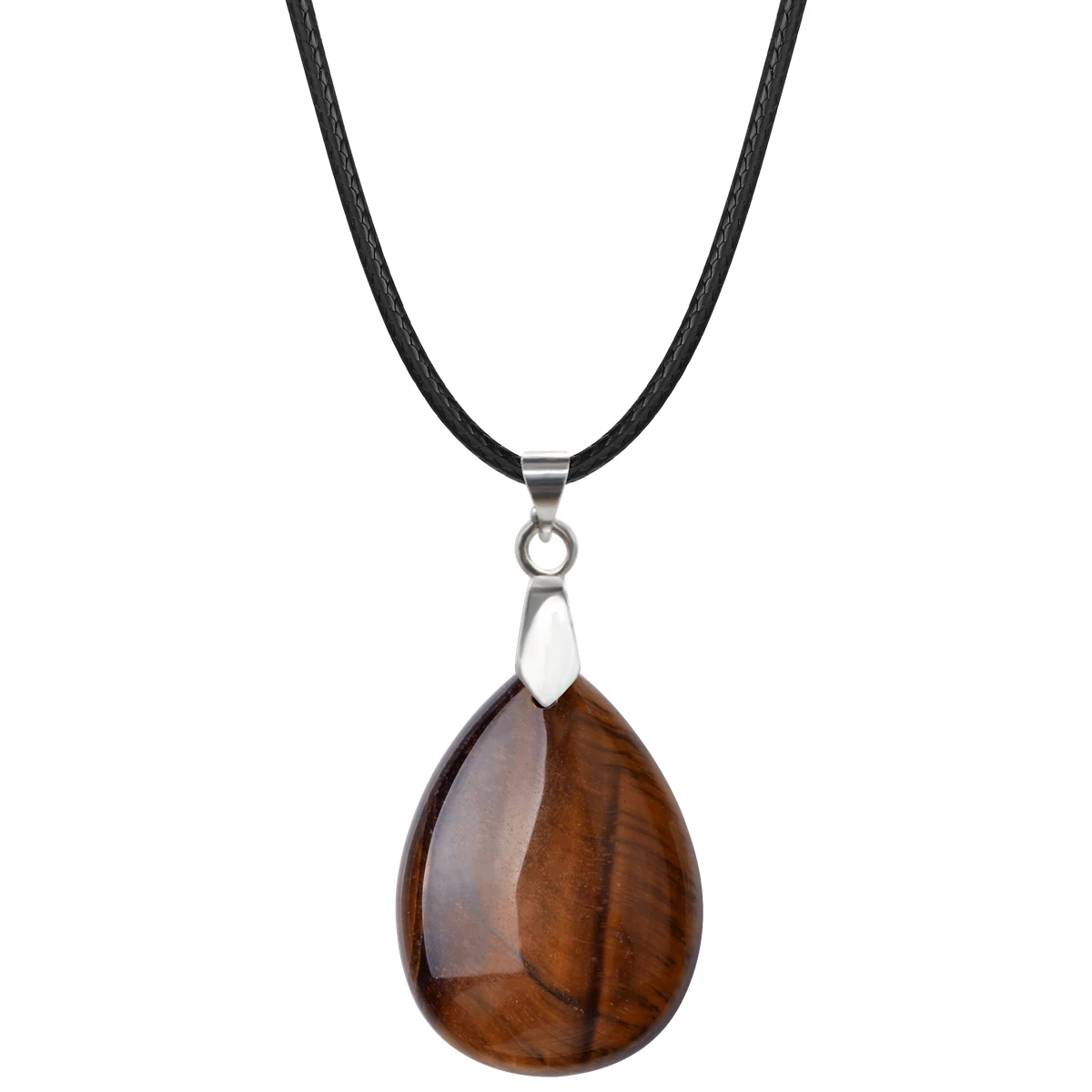 

Tigers Eye 25x35MM Teardrop Gemstone Pendant Necklace for Women Men Healing Chakra Crystal Spiritual Waterdrop Jewelry