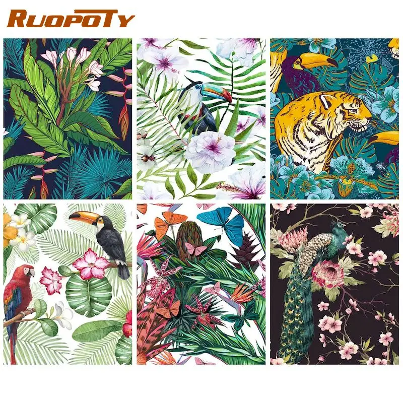 

RUOPOTY Animal Paint By Numbers Forest Animals 60x75cm Oil Painting By Numbers On Canvas Frameless DIY Handpaint Home Decor