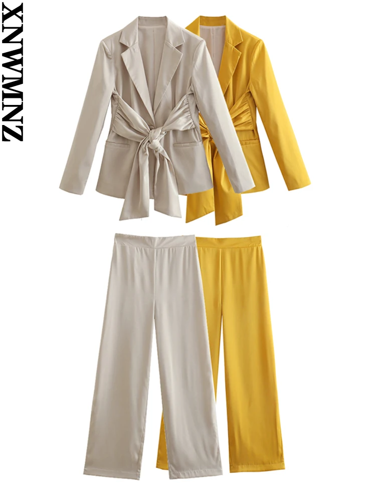 XNWMNZ 2022 Women Fashion Lace Up Satin Long Sleeve Shoulder Pads Or Elastic High Waist Straight Pants Office Ladies Chic Suit
XNWMNZ 2022 Women Fashion Lace Up Satin Long Sleeve Shoulder Pads Or Elastic High Waist Straight Pants Office Ladies Chic Suit