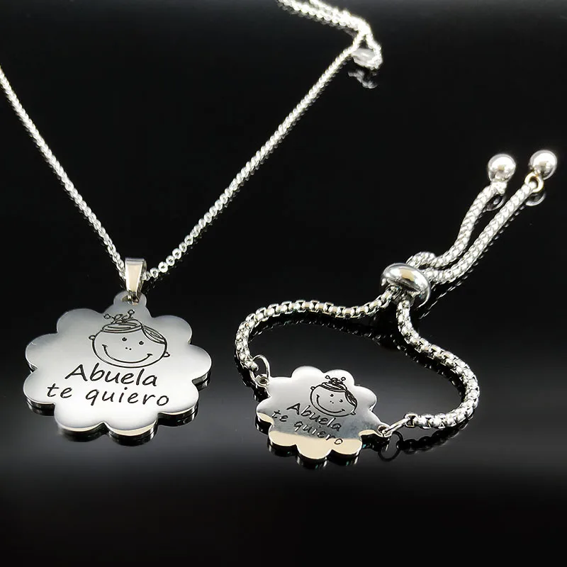 Abuela Stainless Steel Chain Bracelet Necklace Set Women Jewelry Silver Color Sets Jewelry juego de joyeria de acero 178634S07
Abuela Stainless Steel Chain Bracelet Necklace Set Women Jewelry Silver Color Sets Jewelry juego de joyeria de acero 178634S07