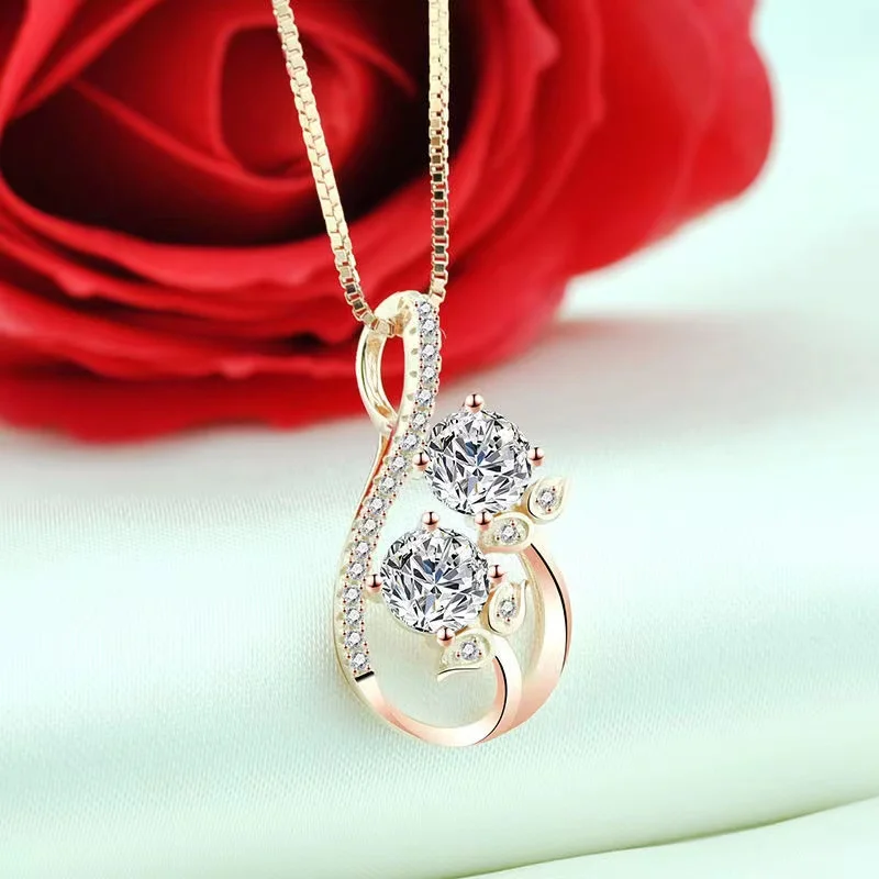 Valentine's Day gift, Girl's necklace sterling silver 18K color gold rose gold necklace, cold wind silver jewelry
Valentine's Day gift, Girl's necklace sterling silver 18K color gold rose gold necklace, cold wind silver jewelry