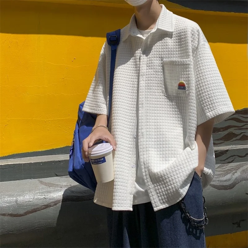High quality Waffle Short Men's Summer Fashion Brand Design Sense Minority Collar Shirt 5/4 Sleeve Couple Coat
High quality Waffle Short Men's Summer Fashion Brand Design Sense Minority Collar Shirt 5/4 Sleeve Couple Coat