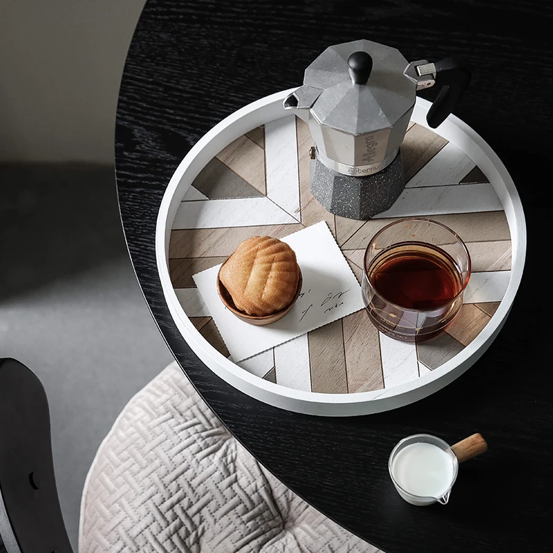 

Скандинавский деревянный сервировочный поднос, десертная тарелка, тарелка для послеобеденного чая, кофе, торта, тарелки, шестигранный круглый органайзер для десертов, блюдо для еды
