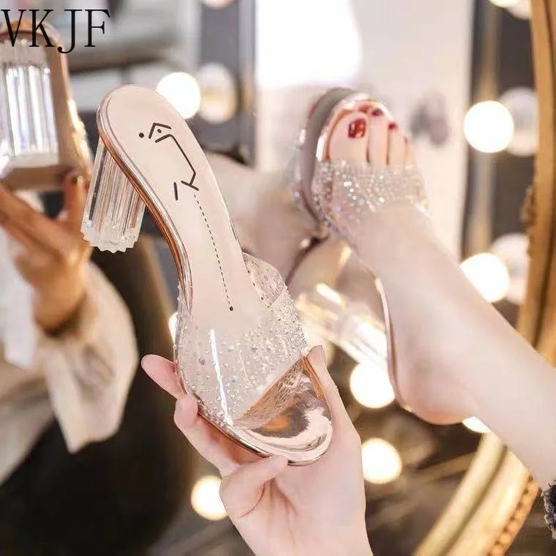 Sexy Crystal Slippers PVC Jelly Sandals Open Toed High Heels Women Transparent Heel Sandals Slippers Pumps Lady Shoes
Sexy Crystal Slippers PVC Jelly Sandals Open Toed High Heels Women Transparent Heel Sandals Slippers Pumps Lady Shoes