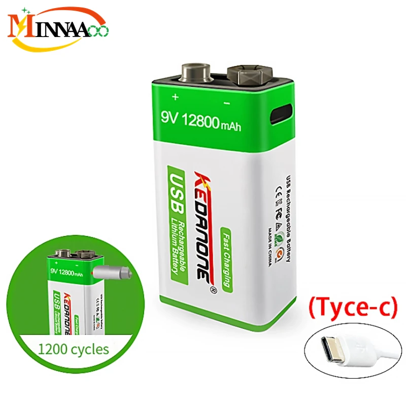 New 9V Rechargeable Battery 12800mAh 6F22 Micro USB 9v Li-ion Lithium Batteries for Multimeter Microphone Toy Remote Control KTV
New 9V Rechargeable Battery 12800mAh 6F22 Micro USB 9v Li-ion Lithium Batteries for Multimeter Microphone Toy Remote Control KTV