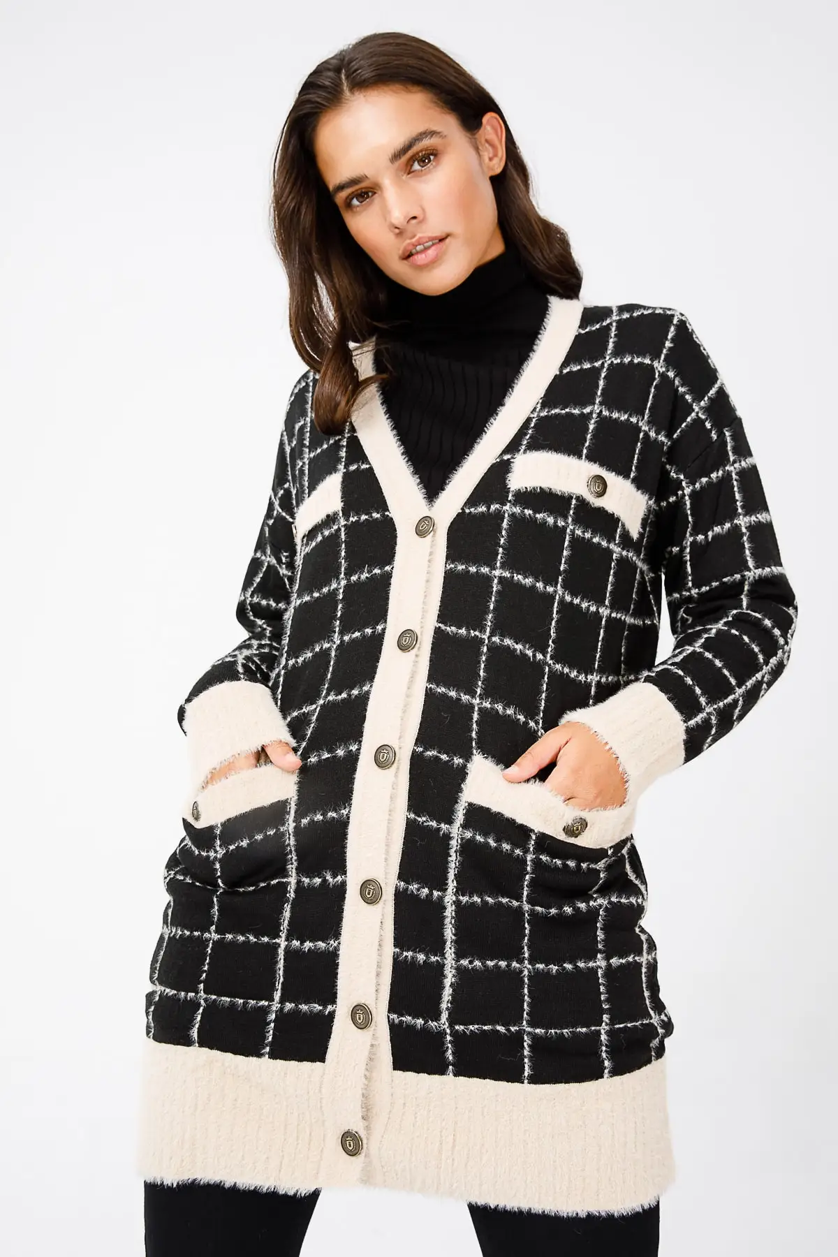 Women's Cardigan V-Neck Patterned Long sportswear Casual Knitted Quality Fashion Cardigan Sweaters Loose Sweater Jumper 
Women's Cardigan V-Neck Patterned Long sportswear Casual Knitted Quality Fashion Cardigan Sweaters Loose Sweater Jumper