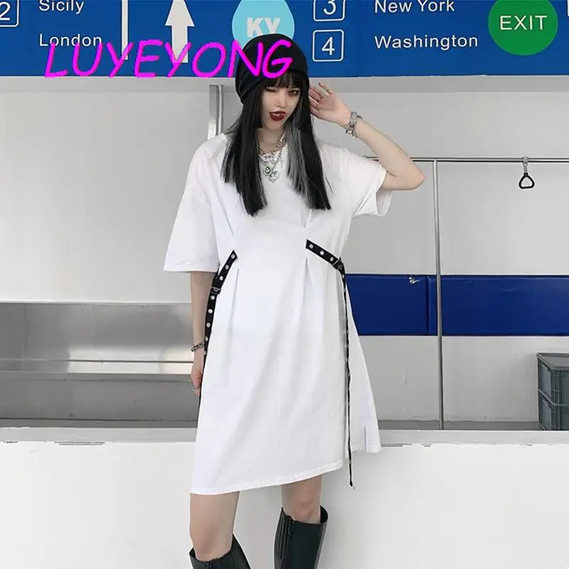 Уличная японская свободная футболка, платье Harajuku, Женская облегающая футболка с лентой с ушками и пряжкой, Женский Готический Длинный топ с ...
Уличная японская свободная футболка, платье Harajuku, Женская облегающая футболка с лентой с ушками и пряжкой, Женский Готический Длинный топ с ...