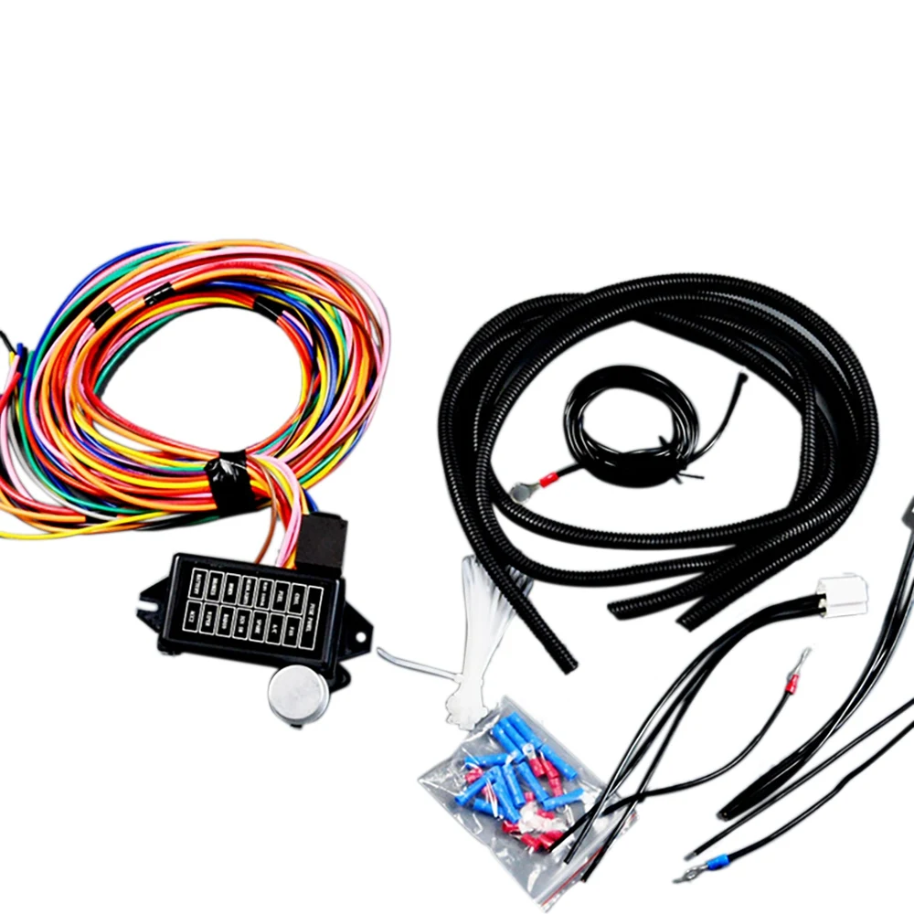 14-Way Wiring Harness Circuit Wiring Kit Universal Street Rod Wire Harness Auto Modification Circuit 14 Fuse Kit
14-Way Wiring Harness Circuit Wiring Kit Universal Street Rod Wire Harness Auto Modification Circuit 14 Fuse Kit