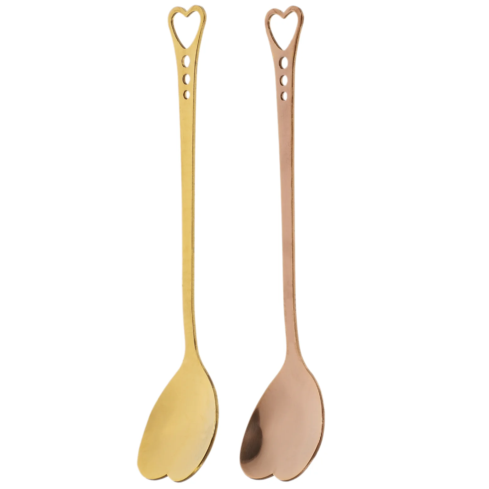 

2 Pcs Stainless Steel Spoon Gold Plating Heart Shaped Dessert Spoon Unique Charming Stirring Spoon Tableware Scoop for Home