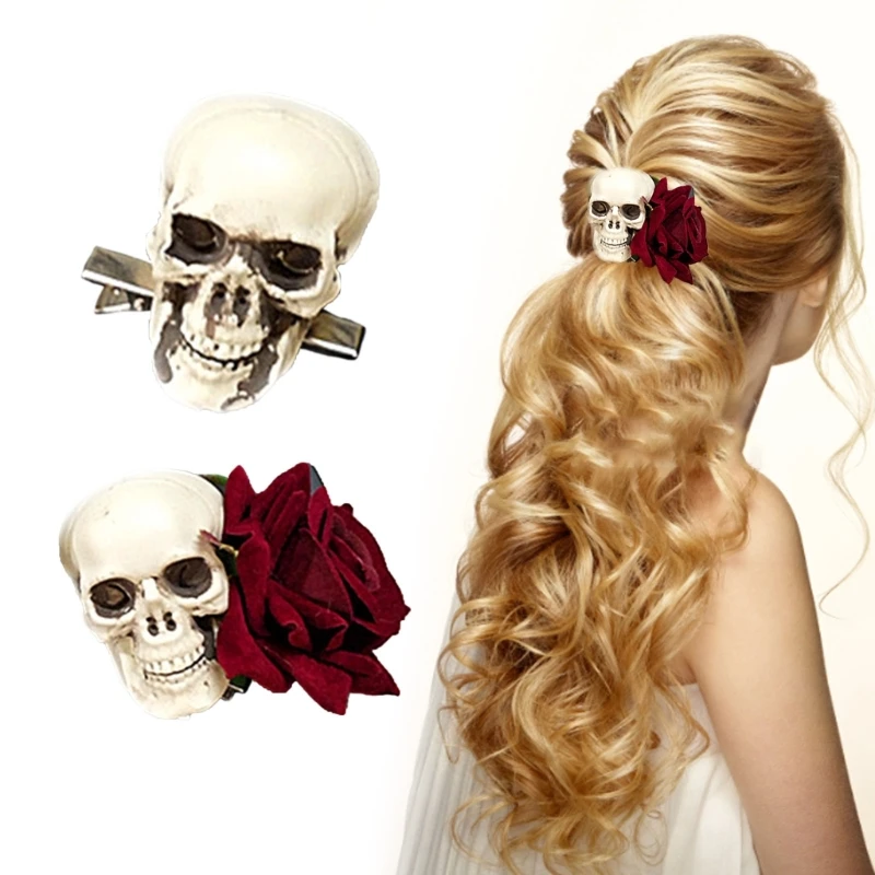 Halloween Skull Hair Clip for Women Skull Rose Hair Pin Female Punk Duckbill Clip Day of Death Cool Headdress
Halloween Skull Hair Clip for Women Skull Rose Hair Pin Female Punk Duckbill Clip Day of Death Cool Headdress