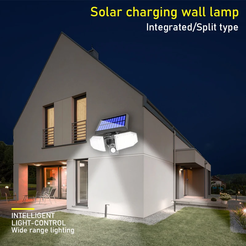 

LED Solar Light Outdoors Lamp 3 Adjustable Heads 138 Led Motion Sensor Lights Spotlight with 3 Modes for Garage Yard Garden