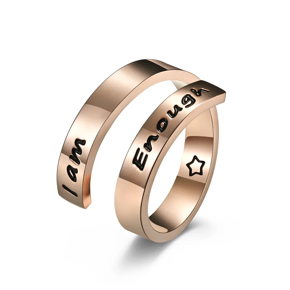 I Am Enough Stainless Steel Rose Gold Opening Adjustable Unisex Finger Ring Party Birthday Anniversary Gift Jewelry
I Am Enough Stainless Steel Rose Gold Opening Adjustable Unisex Finger Ring Party Birthday Anniversary Gift Jewelry