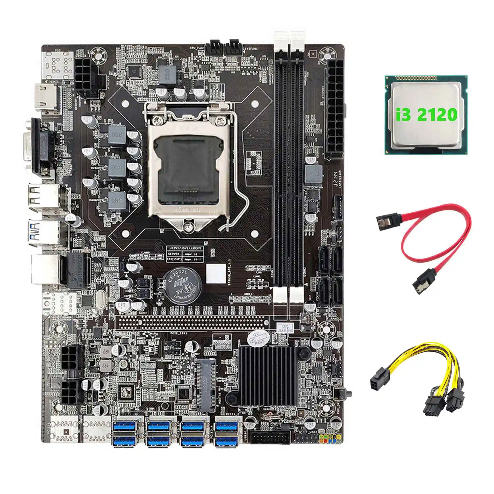 Материнская плата B75 ETH для майнинга 8xpcie на USB + I3 2120 CPU + 6Pin на двойной 8Pin кабель + SATA кабель LGA1155 B75 материнская плата для майнинга
Материнская плата B75 ETH для майнинга 8xpcie на USB + I3 2120 CPU + 6Pin на двойной 8Pin кабель + SATA кабель LGA1155 B75 материнская плата для майнинга