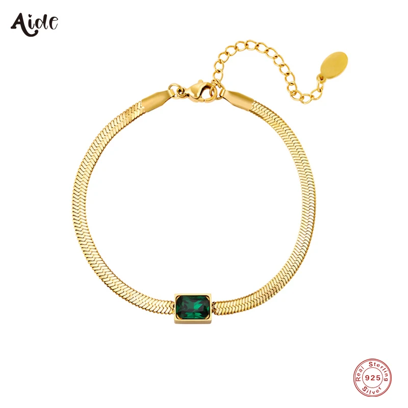 Aide 925 Sterling Silver Square Emerald Green Purple Zircon Bracelet For Women Luxury Flexible Snake Chain Bracelets Jewelry
Aide 925 Sterling Silver Square Emerald Green Purple Zircon Bracelet For Women Luxury Flexible Snake Chain Bracelets Jewelry