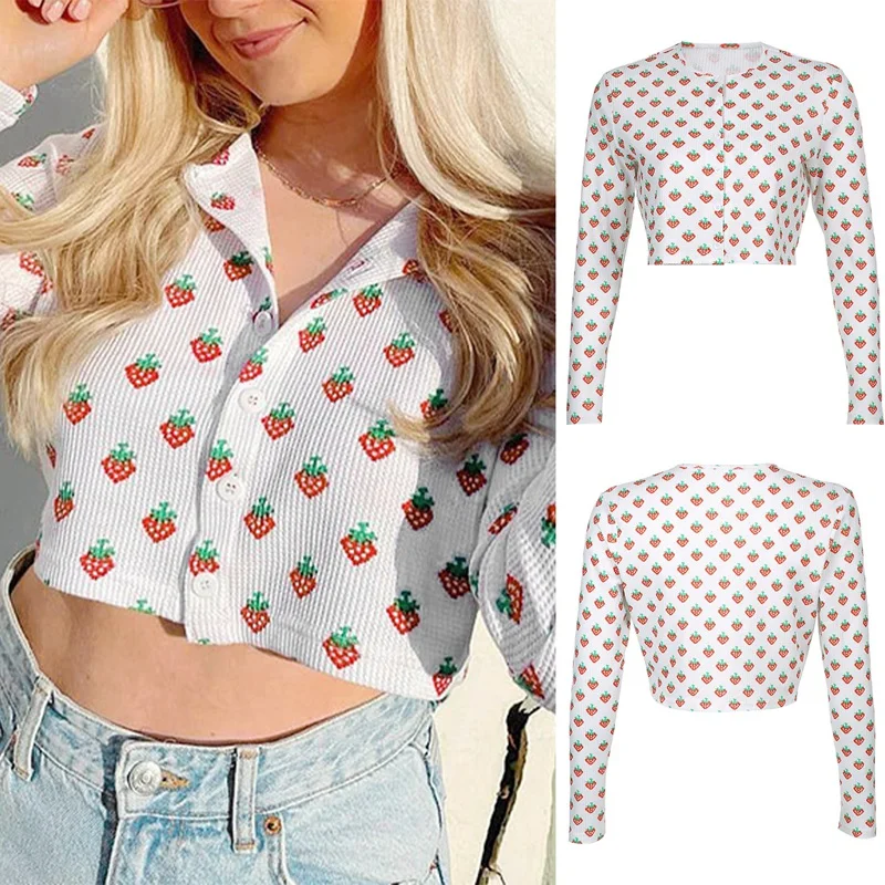 Floral Print Kawaii Y2K Women T-Shirts Button Up V Neck Casual Tee Cropped Long Sleeve Cute Girl Shirts
Floral Print Kawaii Y2K Women T-Shirts Button Up V Neck Casual Tee Cropped Long Sleeve Cute Girl Shirts