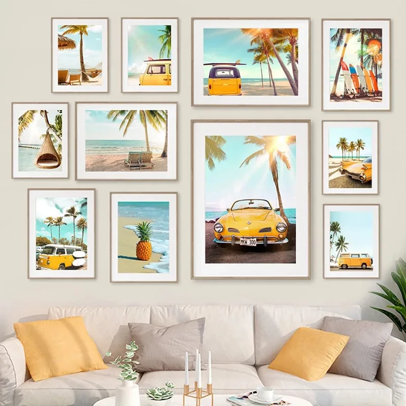 Modern Art Canvas Painting Sunshine Beach Coconut Tree Poster Girl Yellow Car Surfboard Starfish Pineapple Picture Home Decor
Modern Art Canvas Painting Sunshine Beach Coconut Tree Poster Girl Yellow Car Surfboard Starfish Pineapple Picture Home Decor