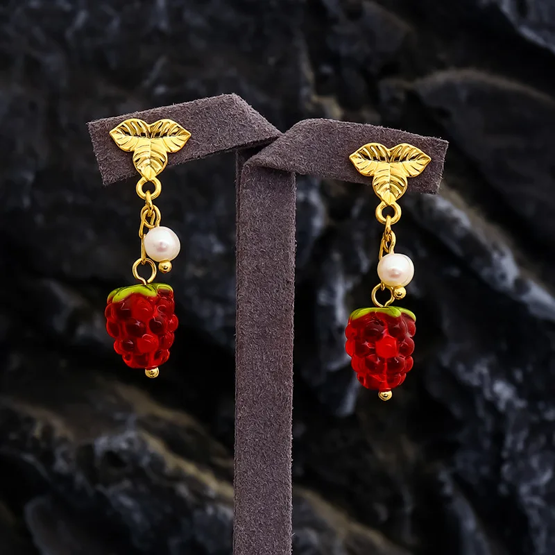 French red raspberry fringe earrings girls summer fresh personality sweet long charm stud earrings
French red raspberry fringe earrings girls summer fresh personality sweet long charm stud earrings