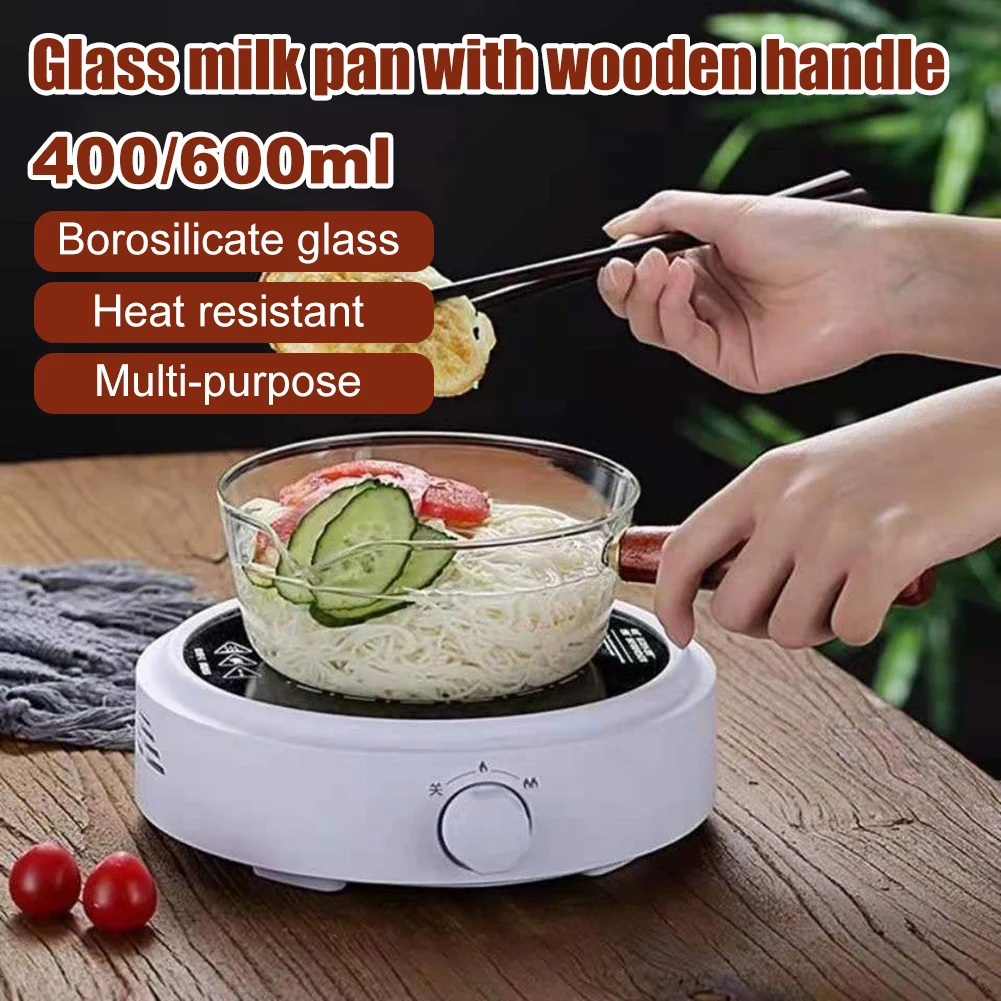 400ml/600ml Glass Milk Pot with Wooden Handle Borosilicate Glass Milk Pan Heat Resistant Saucepan for Stove Ceramic Kitchen Tool
400ml/600ml Glass Milk Pot with Wooden Handle Borosilicate Glass Milk Pan Heat Resistant Saucepan for Stove Ceramic Kitchen Tool