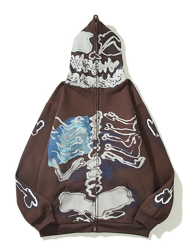 New Products For Autumn And Winter Skeleton Print Hip Hop Cotton Zipper Clothes Hooded Sweater Y2K Street Casual 
New Products For Autumn And Winter Skeleton Print Hip Hop Cotton Zipper Clothes Hooded Sweater Y2K Street Casual