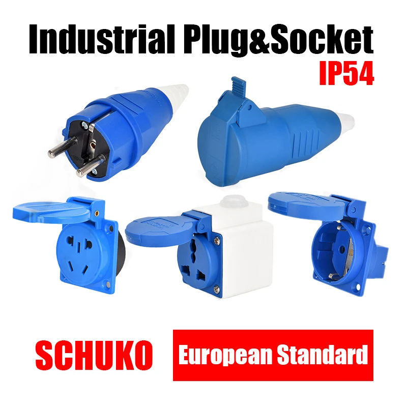 IP54 Waterproof Single-Phase Plug Socket Air Conditioning Multi-function 2P 5P European SCHUKO European Standard 10A 16A
IP54 Waterproof Single-Phase Plug Socket Air Conditioning Multi-function 2P 5P European SCHUKO European Standard 10A 16A