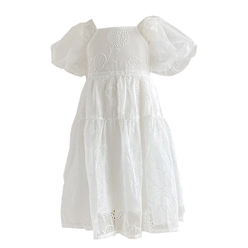 

kids teen girls white embroidery princess flare dress children girl fashion tiered summer fashion dresses clothing
