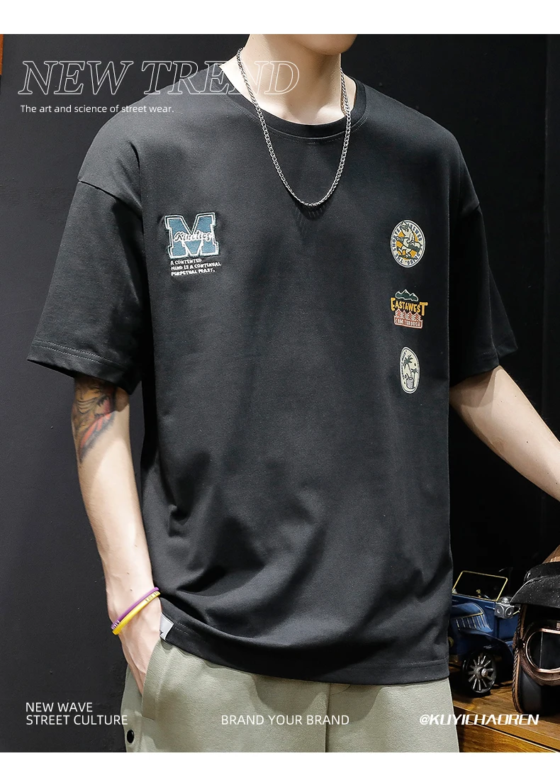 W5581 Short-sleeved t-shirt men's loose large size tide brand fat t-shirt summer cotton half-sleeved 2022 new 
W5581 Short-sleeved t-shirt men's loose large size tide brand fat t-shirt summer cotton half-sleeved 2022 new