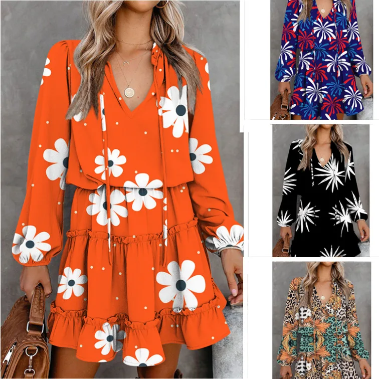 2022 autumn and winter new women's dress ruffled long-sleeved fashion print dress
2022 autumn and winter new women's dress ruffled long-sleeved fashion print dress