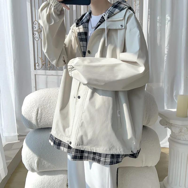 Male Casual Outwears Clothing Korean Black White Plaid Men Hooded Jacket Harajuku Man Oversized Coats Spring
Male Casual Outwears Clothing Korean Black White Plaid Men Hooded Jacket Harajuku Man Oversized Coats Spring
