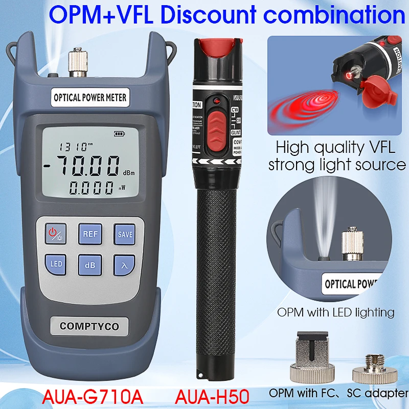 Preferential price Combination of optical fiber power meter and Visual Fault Locator pen, Optical Power Meter(OPM -70 ~+10dBm)
Preferential price Combination of optical fiber power meter and Visual Fault Locator pen, Optical Power Meter(OPM -70 ~+10dBm)