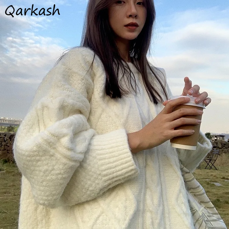 Пуловеры женские свитера однотонные плотные теплые вязаные удобные простая одежда в Корейском стиле с круглым вырезом BF осень зима свободн...
Пуловеры женские свитера однотонные плотные теплые вязаные удобные простая одежда в Корейском стиле с круглым вырезом BF осень зима свободн...