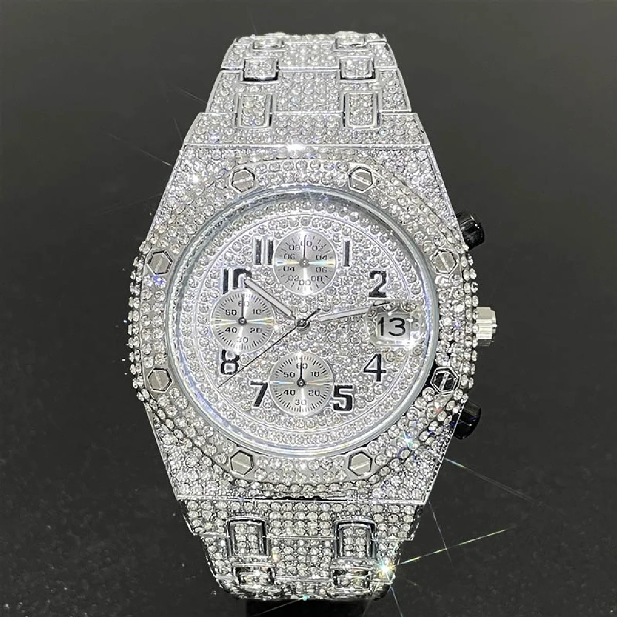 New Gold Watches Luxury Mens Iced Moissanite Fashion Quartz WristWatch Hip Hop Stainless Steel Chrono Clock Free Shipping Reloj
New Gold Watches Luxury Mens Iced Moissanite Fashion Quartz WristWatch Hip Hop Stainless Steel Chrono Clock Free Shipping Reloj