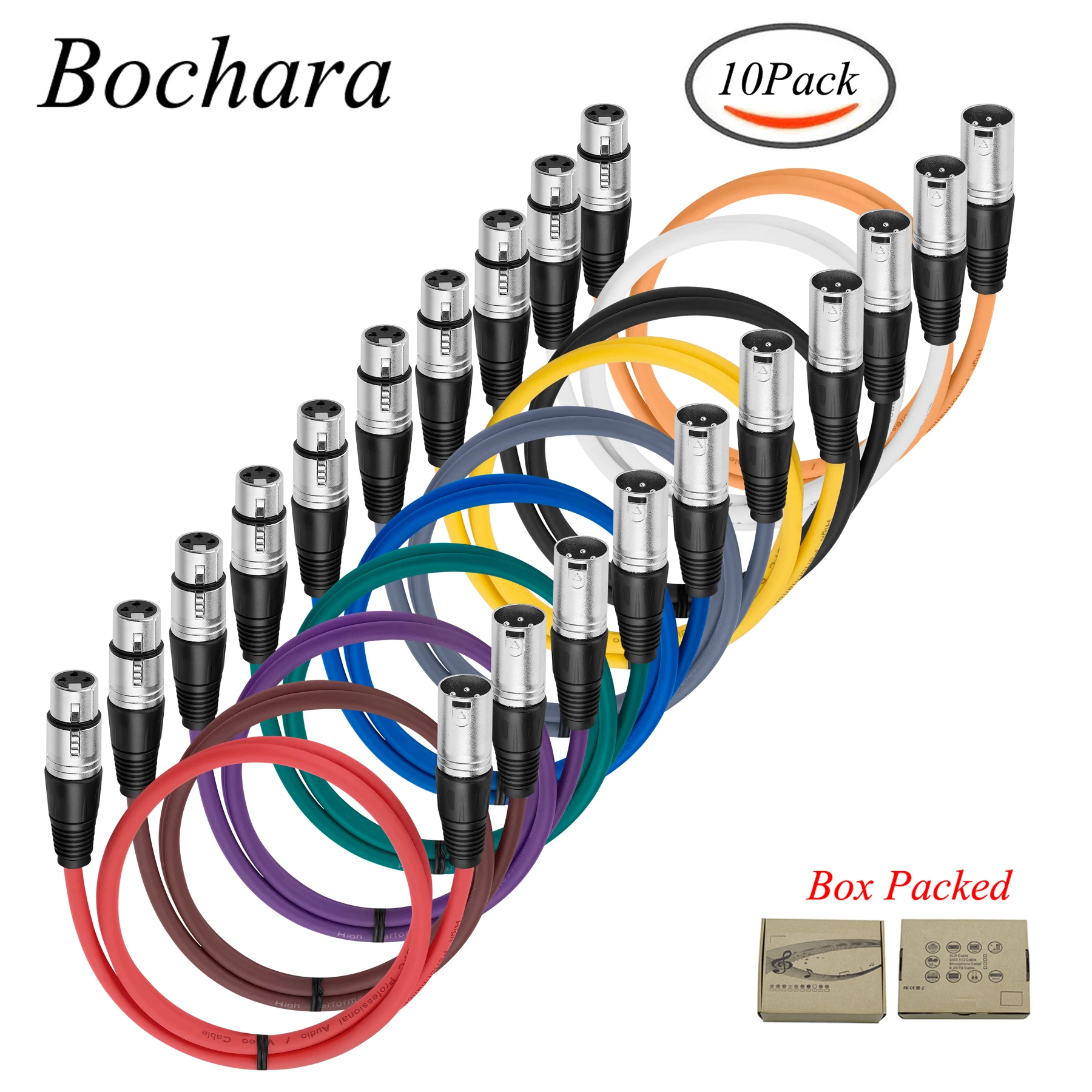 

Bochara XLR Cable Male to Female 3Pin M/F Audio Cable Foil+Braided Shielded For Microphone Mixer Amplifier Stage Light 10Pack