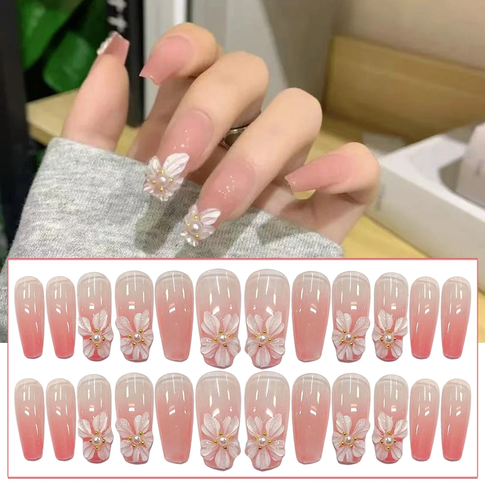 24PCS Long Press on Nails 3D Floral Design Sweet Style Full Coverage Nails with Jelly Gel/Glue Removable Save Time MH88
24PCS Long Press on Nails 3D Floral Design Sweet Style Full Coverage Nails with Jelly Gel/Glue Removable Save Time MH88
