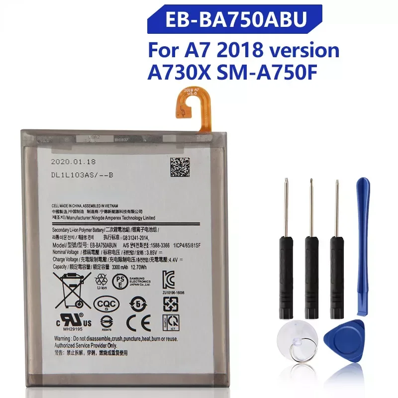 NEW2023 Replacement Battery EB-BA750ABU For SAMSUNG Galaxy A7 2018 version A730x A750 SM-A730x A10 SM-A105F SM-A750F 3300mAh
NEW2023 Replacement Battery EB-BA750ABU For SAMSUNG Galaxy A7 2018 version A730x A750 SM-A730x A10 SM-A105F SM-A750F 3300mAh