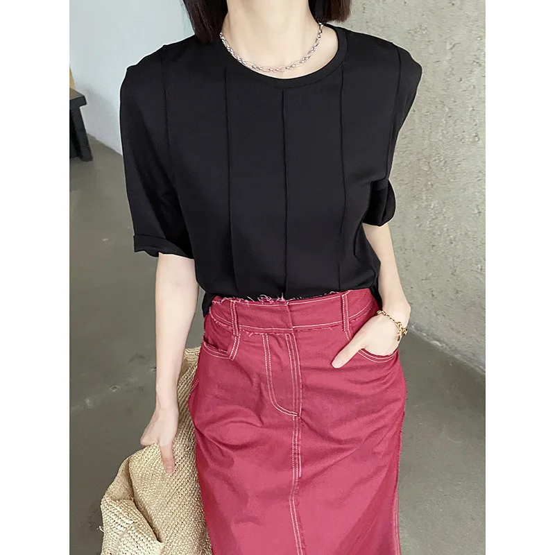 2022 Women's Tops Solid Color Casual 100% Cotton Summer Round Neck Short Sleeves grey
2022 Women's Tops Solid Color Casual 100% Cotton Summer Round Neck Short Sleeves grey