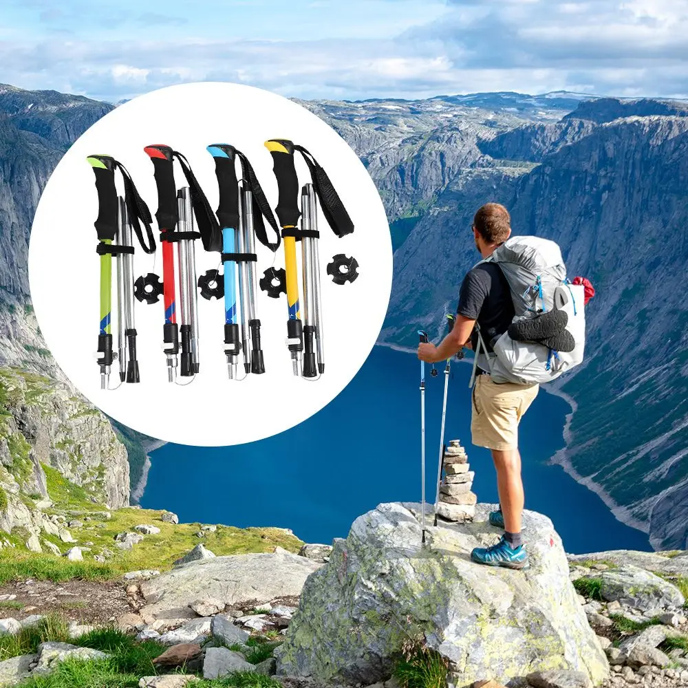 

Retractable Adjustable Aluminum Alloy Outdoor Hiking Stick Hike Alpenstock Trekking Pole Walking Sticks