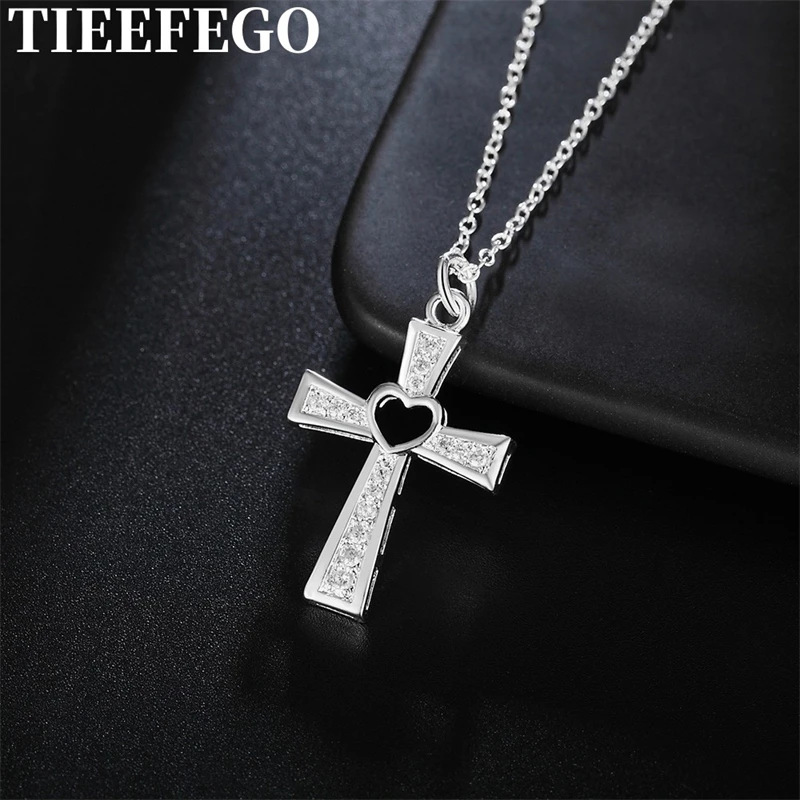 TIEEFEGO 925 Silver Ladies Necklace Cross Pendant Luxury Wedding Jewelry Wild Crystal Cross Pendant Chain Necklace Gift
TIEEFEGO 925 Silver Ladies Necklace Cross Pendant Luxury Wedding Jewelry Wild Crystal Cross Pendant Chain Necklace Gift